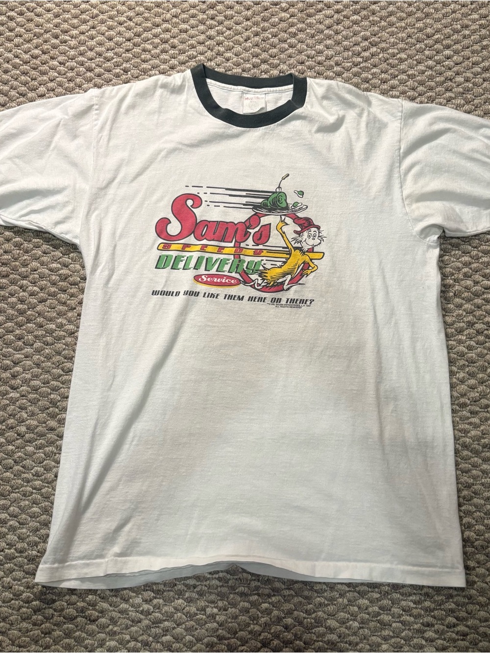 Vintage 90s Dr. Seuss "Sam's Speedy Delivery Service" Single Stitch Tee Sz XL